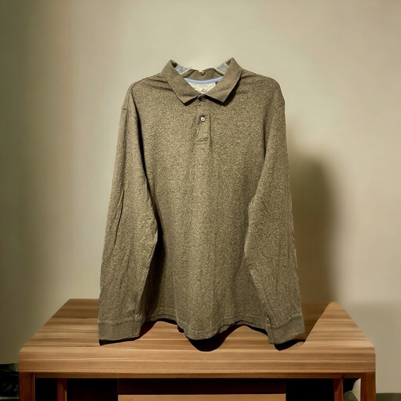 Tasso Elba Polo Shirt Men's Extra Large Brown Long Sleeve Knit - Picture 1 of 7